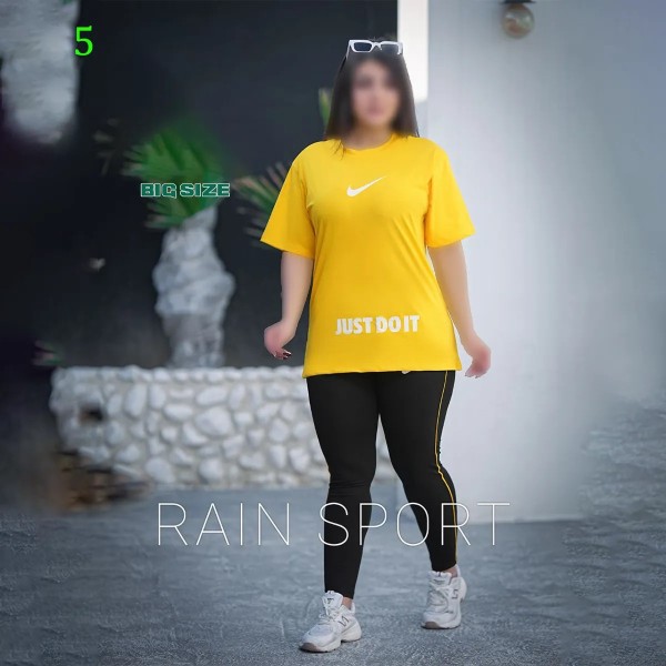 ست تیشرت شلوار سایز بزرگ زنانه 4052