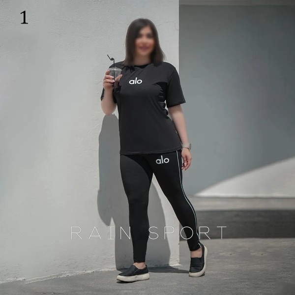 ست تیشرت شلوار سایز بزرگ alo زنانه 4097