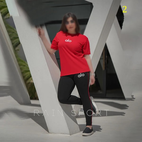 ست تیشرت شلوار سایز بزرگ alo زنانه 4097