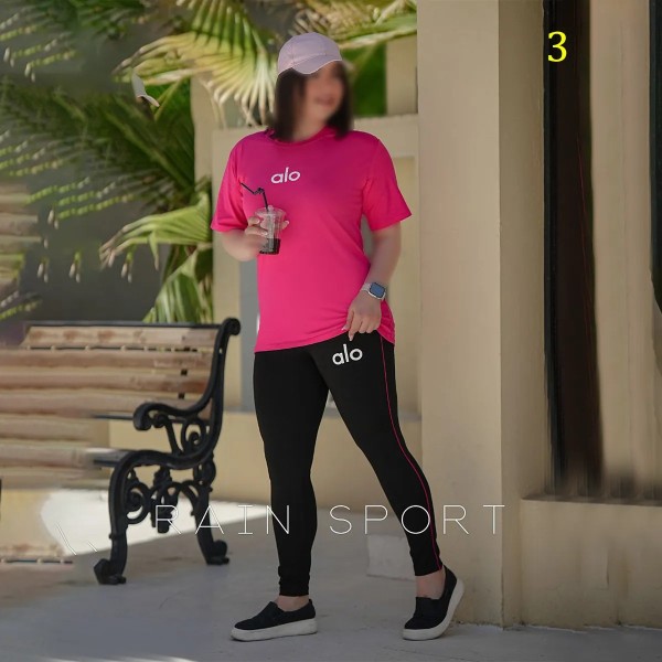 ست تیشرت شلوار سایز بزرگ alo زنانه 4097