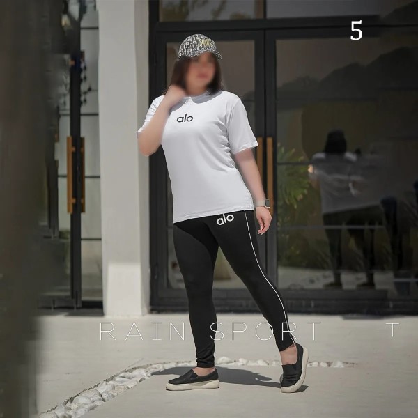 ست تیشرت شلوار سایز بزرگ alo زنانه 4097
