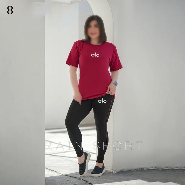 ست تیشرت شلوار سایز بزرگ alo زنانه 4097