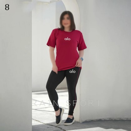 ست تیشرت شلوار سایز بزرگ alo زنانه 4097