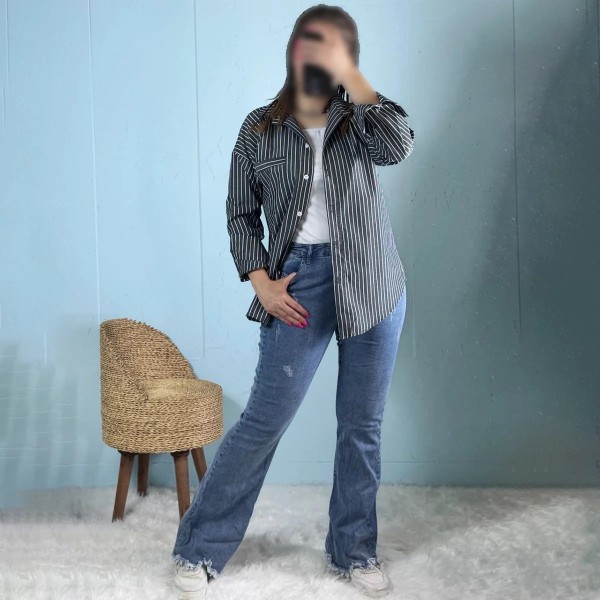 شومیز راه راه زنانه یقه دار مردانه 56855