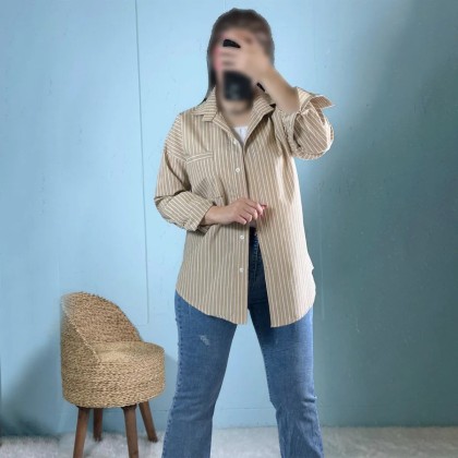شومیز راه راه زنانه یقه دار مردانه 56855