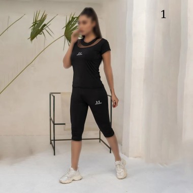 ست تیشرت شلوارک توردار زنانه 017