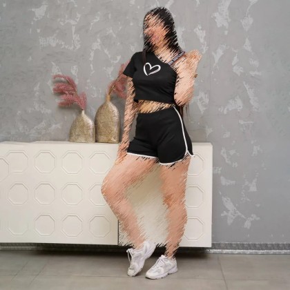 ست تیشرت و شورتک قلب زنانه 1509