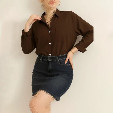 شومیز بیسیک قهوه ای زنانه 03166
