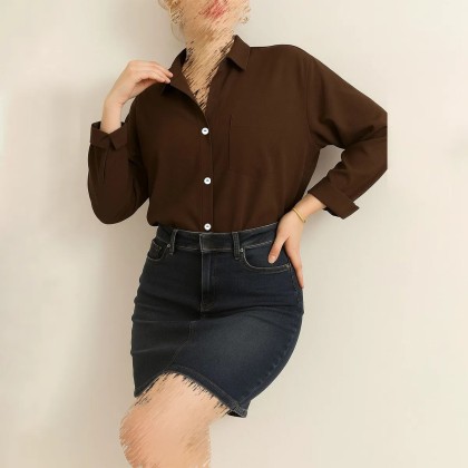 شومیز بیسیک قهوه ای زنانه 03166