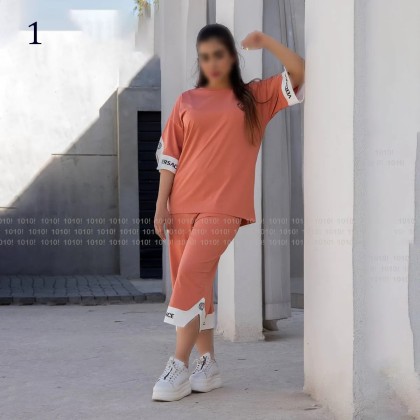 تیشرت شلوارک دمپا گشاد زنانه 02365