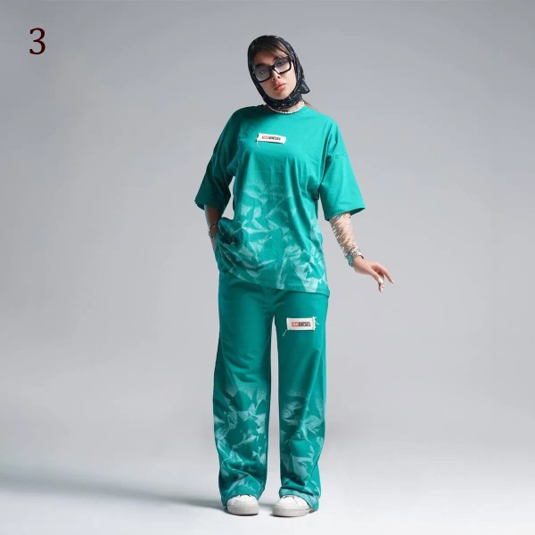 ست تیشرت و شلوار اسلش زنانه 17856