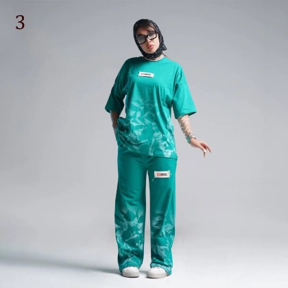 ست تیشرت و شلوار اسلش زنانه 17856