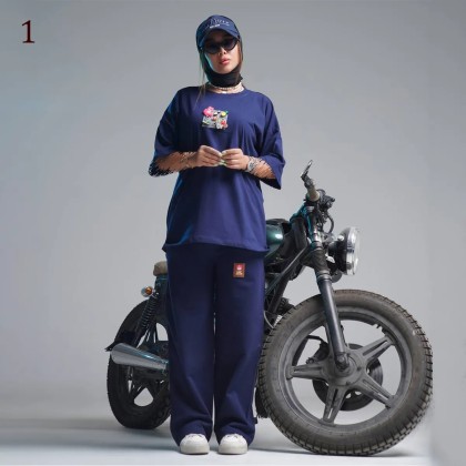 ست تیشرت و شلوار اسلش زنانه 09411