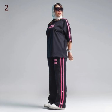 ست تیشرت و شلوار اسلش زنانه 64700 2