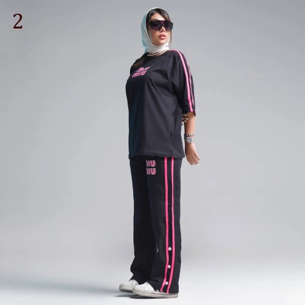 ست تیشرت و شلوار اسلش زنانه 64700
