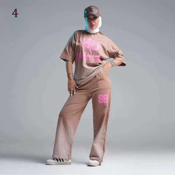 ست تیشرت و شلوار اسلش زنانه 82934