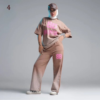 ست تیشرت و شلوار اسلش زنانه 82934