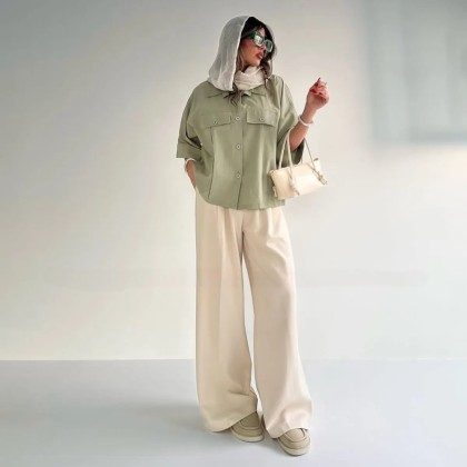 شومیز باکسی جلو پیلی زنانه 18524