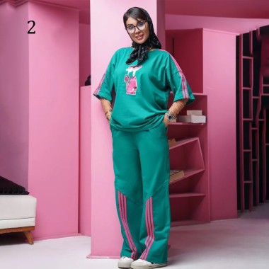 ست تیشرت و شلوار اسلش زنانه 36141 2