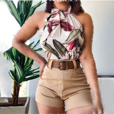 ست شومیز شلوارک گلدار زنانه 438