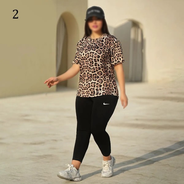 ست تیشرت شلوار چاپی ورزشی زنانه 10045