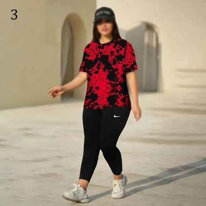 ست تیشرت شلوار چاپی ورزشی زنانه 10045