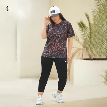 ست تیشرت شلوار چاپی ورزشی زنانه 10045
