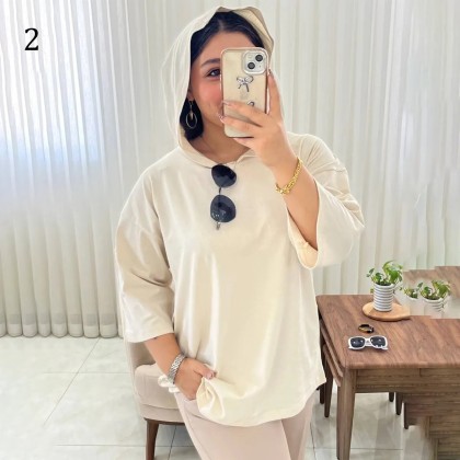 تیشرت باکسی کلاهدار‌ زنانه 02191