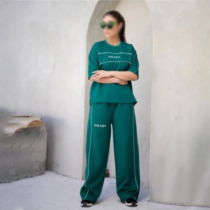 ست تیشرت شلوار زنانه طرح پرادا مدل کاتالون