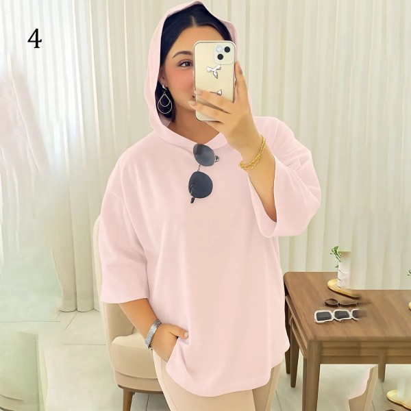 تیشرت باکسی کلاهدار‌ زنانه 02191