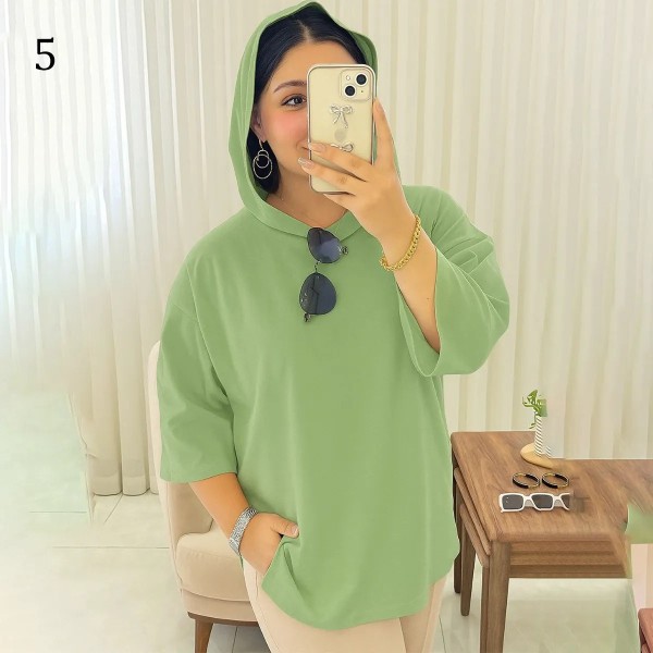 تیشرت باکسی کلاهدار‌ زنانه 02191