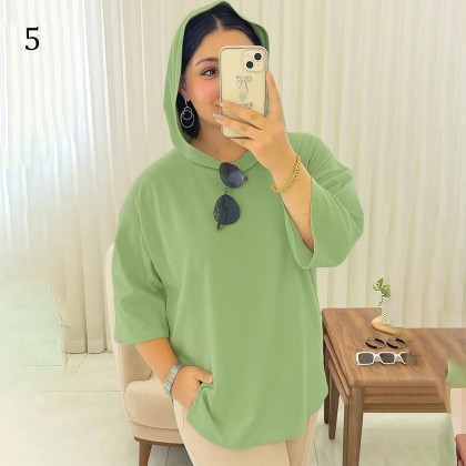 تیشرت باکسی کلاهدار‌ زنانه 02191