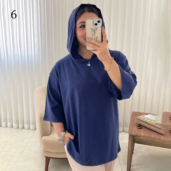 تیشرت باکسی کلاهدار‌ زنانه 02191