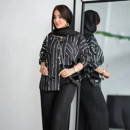 شومیز پری تک جیب مشکی محرمی زنانه 100407