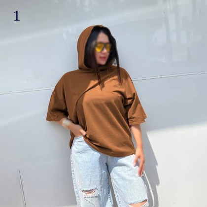 تیشرت باکسی کلاهدار کاتالون 09655