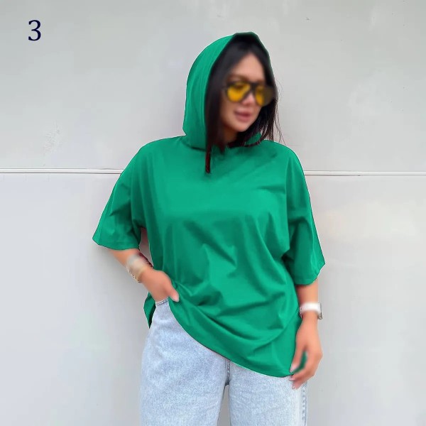 تیشرت باکسی کلاهدار کاتالون 09655