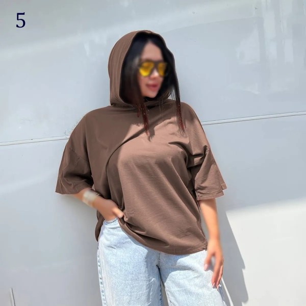 تیشرت باکسی کلاهدار کاتالون 09655