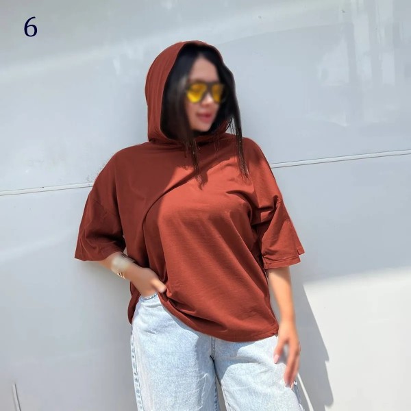 تیشرت باکسی کلاهدار کاتالون 09655