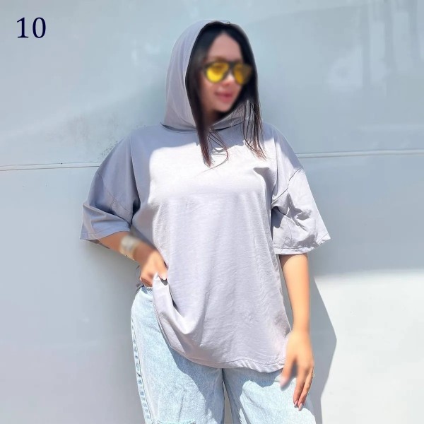 تیشرت باکسی کلاهدار کاتالون 09655