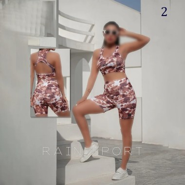 ست نیم تنه شورتک پشت کش دار  (کاپدار) زنانه 4141 2