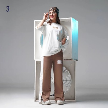 ست تیشرت و شلوار اسلش زنانه 12315