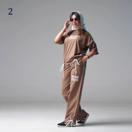 ست تیشرت و شلوار اسلش زنانه 48539