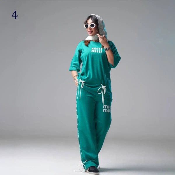 ست تیشرت و شلوار اسلش زنانه 48539