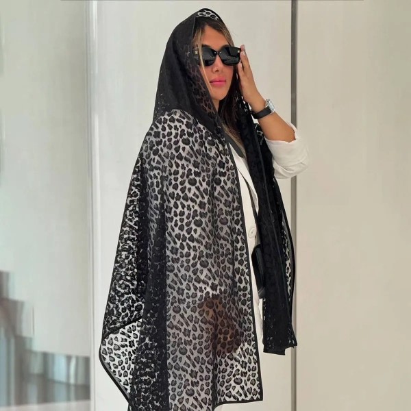 شال گیپور پلنگی مشکی دورگان زنانه 62139