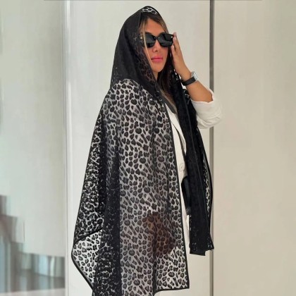 شال گیپور پلنگی مشکی دورگان زنانه 62139